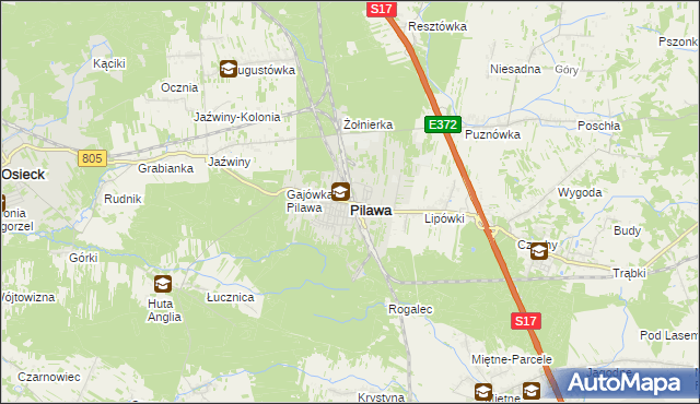 mapa Pilawa powiat garwoliński, Pilawa powiat garwoliński na mapie Targeo