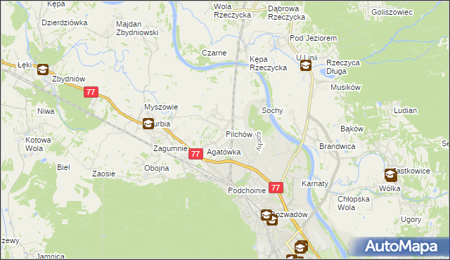 mapa Pilchów, Pilchów na mapie Targeo