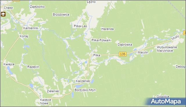 mapa Piłka gmina Drawsko, Piłka gmina Drawsko na mapie Targeo