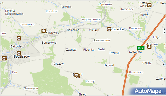 mapa Piołunka, Piołunka na mapie Targeo