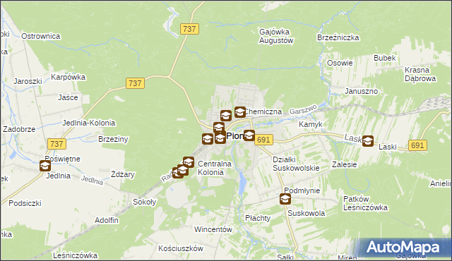 mapa Pionki, Pionki na mapie Targeo