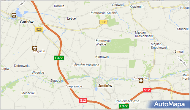 mapa Piotrawin gmina Jastków, Piotrawin gmina Jastków na mapie Targeo