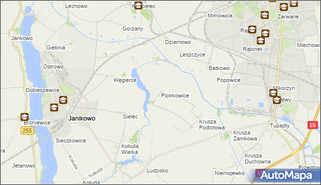 mapa Piotrkowice gmina Inowrocław, Piotrkowice gmina Inowrocław na mapie Targeo