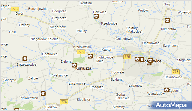 mapa Piotrkowice Małe, Piotrkowice Małe na mapie Targeo