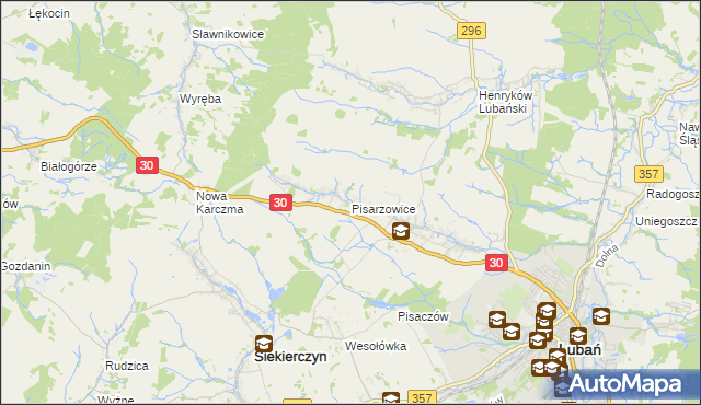 mapa Pisarzowice gmina Lubań, Pisarzowice gmina Lubań na mapie Targeo