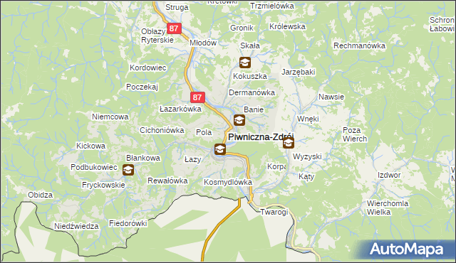 mapa Piwniczna-Zdrój, Piwniczna-Zdrój na mapie Targeo