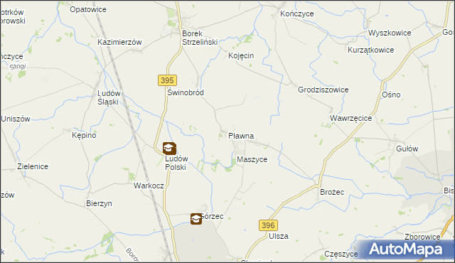 mapa Pławna gmina Strzelin, Pławna gmina Strzelin na mapie Targeo