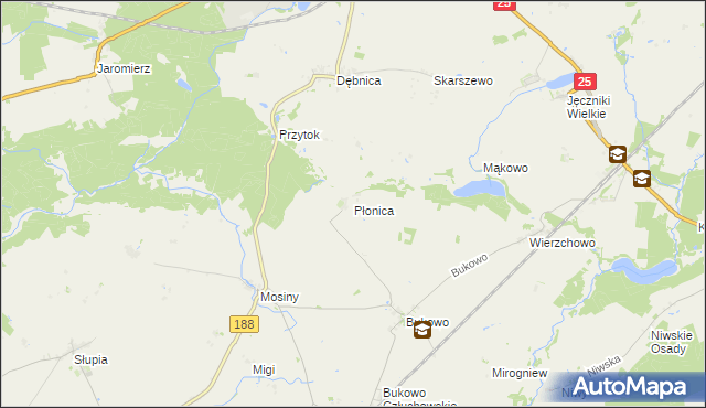 mapa Płonica gmina Człuchów, Płonica gmina Człuchów na mapie Targeo