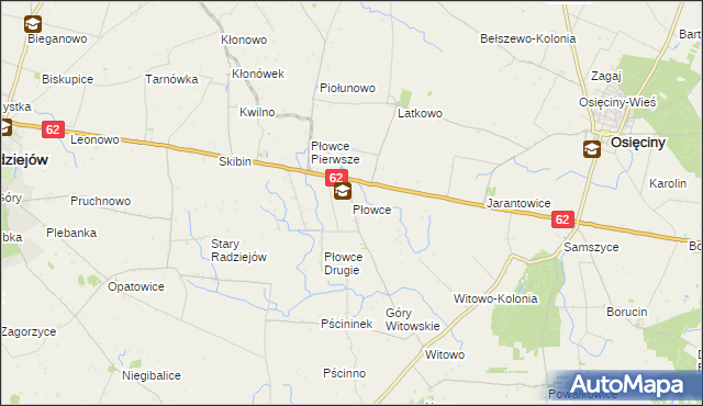 mapa Płowce gmina Radziejów, Płowce gmina Radziejów na mapie Targeo