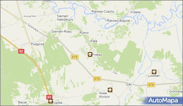 mapa Pniewo gmina Łomża, Pniewo gmina Łomża na mapie Targeo