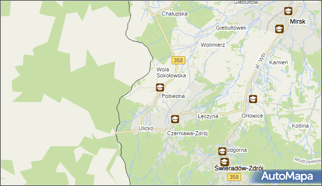 mapa Pobiedna gmina Leśna, Pobiedna gmina Leśna na mapie Targeo