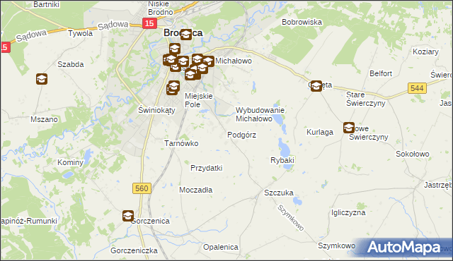 mapa Podgórz gmina Brodnica, Podgórz gmina Brodnica na mapie Targeo