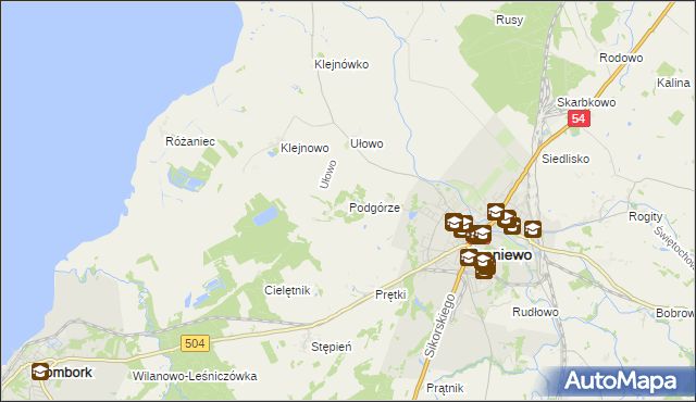 mapa Podgórze gmina Braniewo, Podgórze gmina Braniewo na mapie Targeo