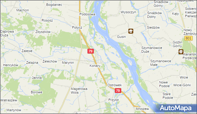 mapa Podgórzyce gmina Warka, Podgórzyce gmina Warka na mapie Targeo