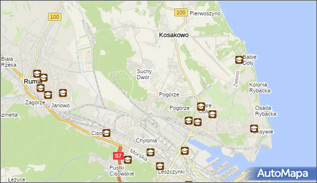 mapa Pogórze gmina Kosakowo, Pogórze gmina Kosakowo na mapie Targeo