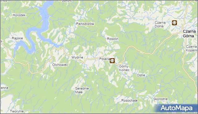 mapa Polana gmina Czarna, Polana gmina Czarna na mapie Targeo