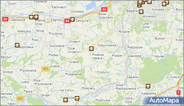 mapa Polanka Hallera, Polanka Hallera na mapie Targeo