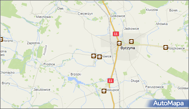 mapa Polanowice gmina Byczyna, Polanowice gmina Byczyna na mapie Targeo