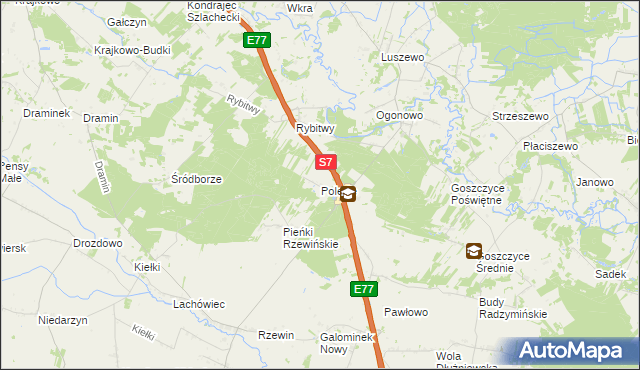 mapa Polesie gmina Baboszewo, Polesie gmina Baboszewo na mapie Targeo