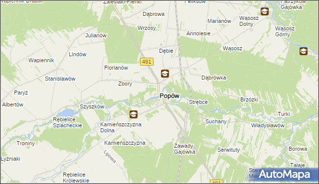 mapa Popów powiat kłobucki, Popów powiat kłobucki na mapie Targeo