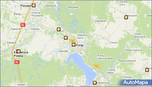 mapa Poraj powiat myszkowski, Poraj powiat myszkowski na mapie Targeo