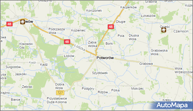 mapa Potworów powiat przysuski, Potworów powiat przysuski na mapie Targeo