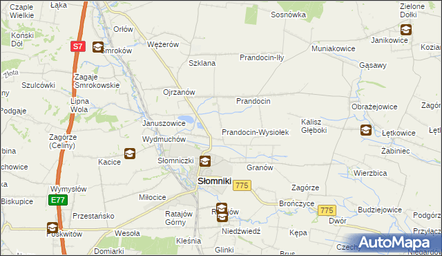 mapa Prandocin-Wysiołek, Prandocin-Wysiołek na mapie Targeo