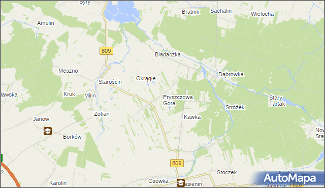 mapa Pryszczowa Góra, Pryszczowa Góra na mapie Targeo