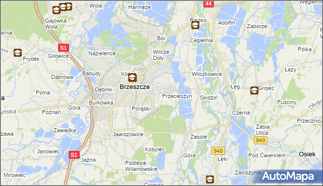 mapa Przecieszyn, Przecieszyn na mapie Targeo