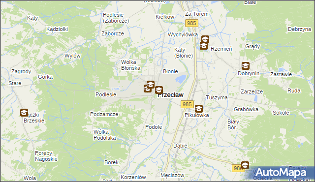 mapa Przecław powiat mielecki, Przecław powiat mielecki na mapie Targeo