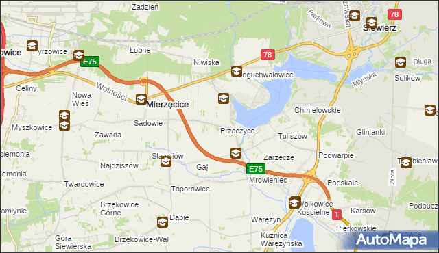 mapa Przeczyce, Przeczyce na mapie Targeo