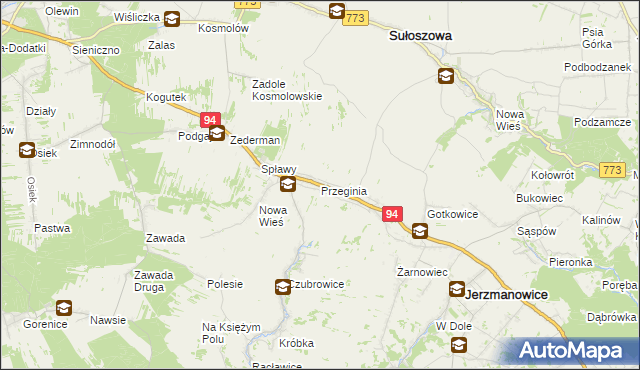 mapa Przeginia, Przeginia na mapie Targeo