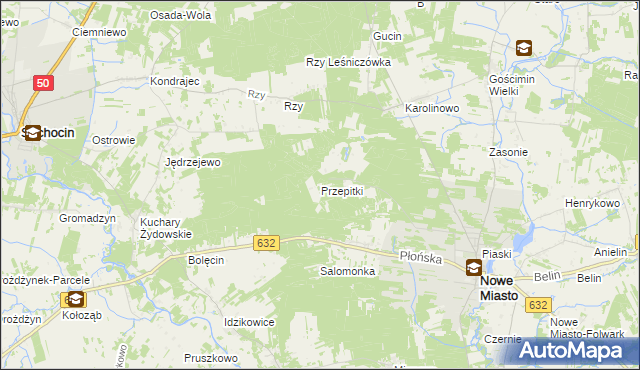 mapa Przepitki gmina Nowe Miasto, Przepitki gmina Nowe Miasto na mapie Targeo