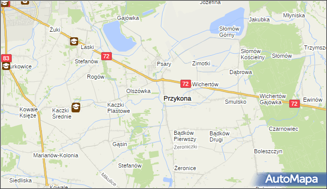 mapa Przykona, Przykona na mapie Targeo