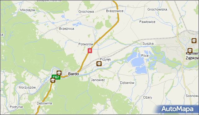 mapa Przyłęk gmina Bardo, Przyłęk gmina Bardo na mapie Targeo