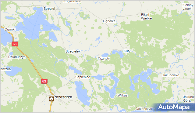 mapa Przytuły gmina Pozezdrze, Przytuły gmina Pozezdrze na mapie Targeo