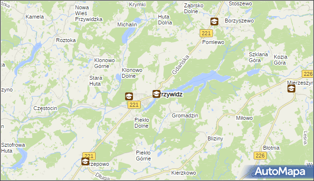 mapa Przywidz powiat gdański, Przywidz powiat gdański na mapie Targeo