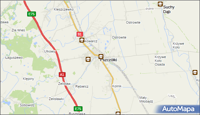 mapa Pszczółki powiat gdański, Pszczółki powiat gdański na mapie Targeo