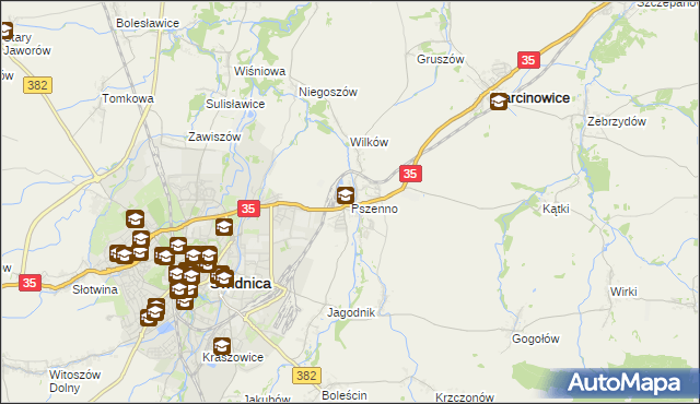 mapa Pszenno, Pszenno na mapie Targeo