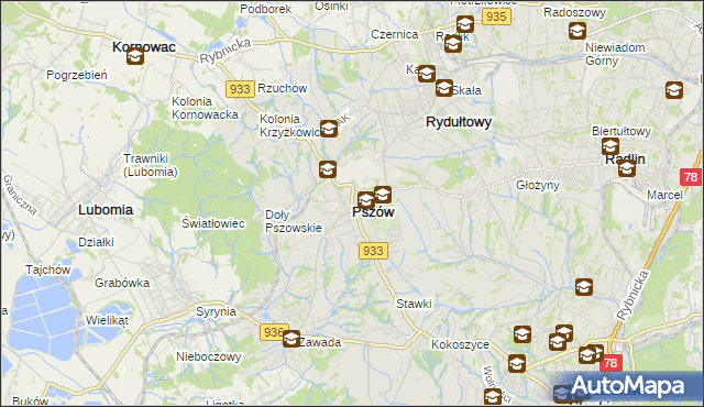 mapa Pszów, Pszów na mapie Targeo