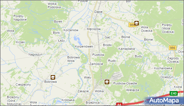 mapa Pustków gmina Dębica, Pustków gmina Dębica na mapie Targeo