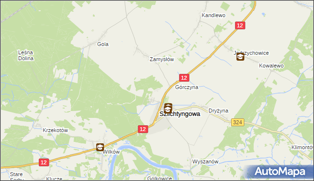 mapa Puszcza gmina Szlichtyngowa, Puszcza gmina Szlichtyngowa na mapie Targeo