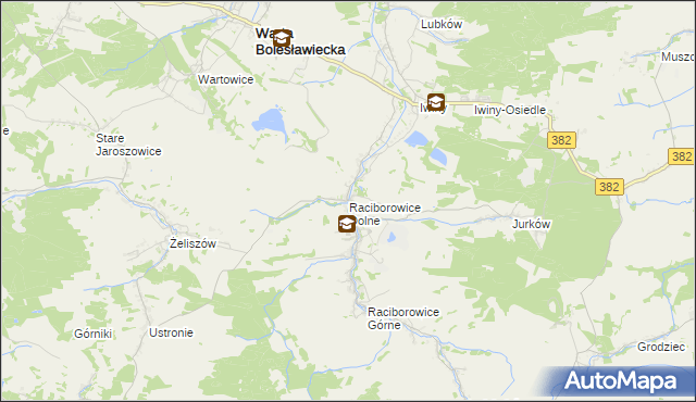 mapa Raciborowice Dolne, Raciborowice Dolne na mapie Targeo