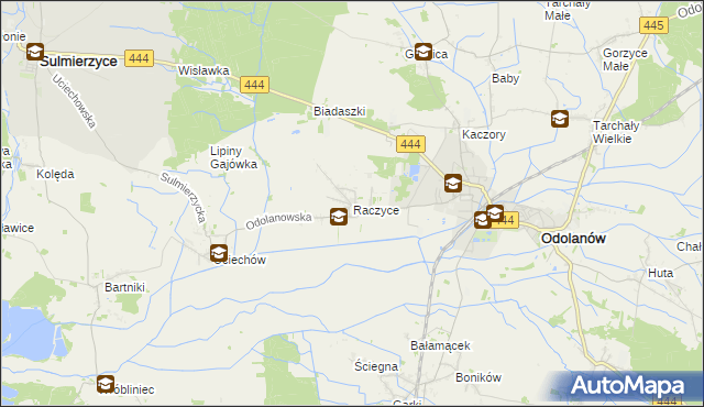 mapa Raczyce gmina Odolanów, Raczyce gmina Odolanów na mapie Targeo