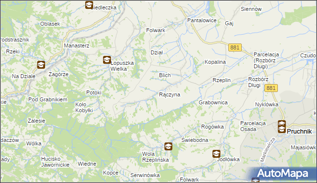 mapa Rączyna, Rączyna na mapie Targeo