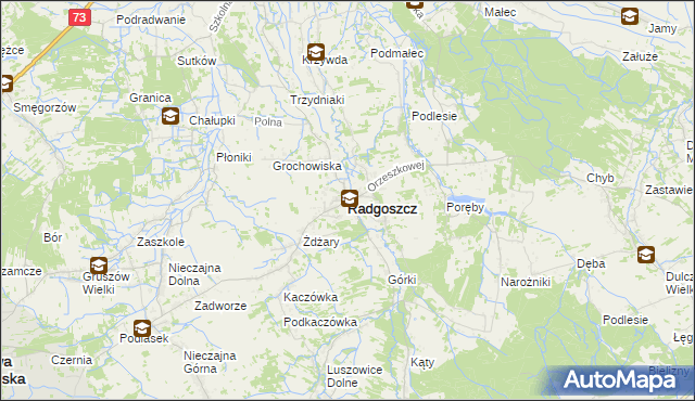 mapa Radgoszcz powiat dąbrowski, Radgoszcz powiat dąbrowski na mapie Targeo