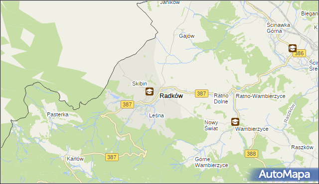 mapa Radków powiat kłodzki, Radków powiat kłodzki na mapie Targeo