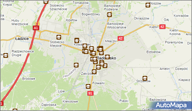 mapa Radomsko, Radomsko na mapie Targeo