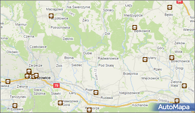 mapa Radwanowice, Radwanowice na mapie Targeo