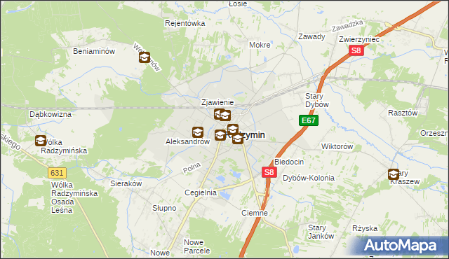 mapa Radzymin powiat wołomiński, Radzymin powiat wołomiński na mapie Targeo